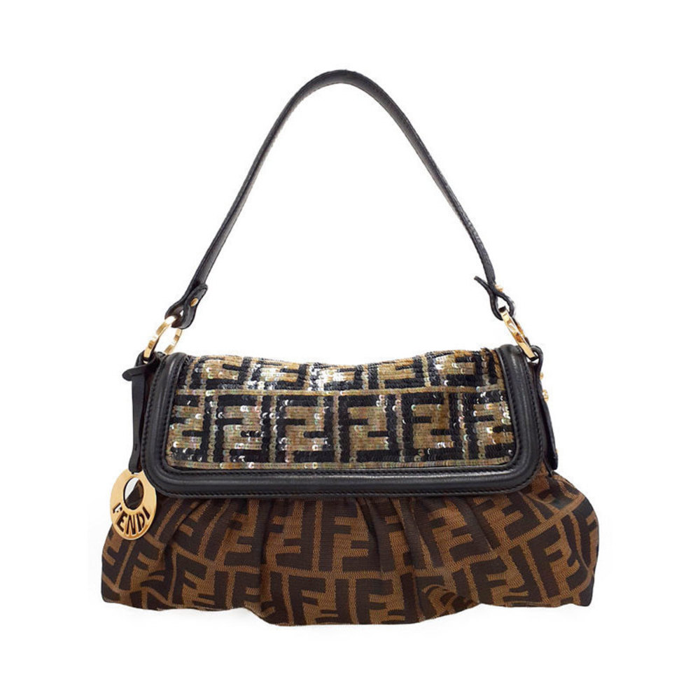 Fendi Zucca Pattern Sequin Shoulder Bag